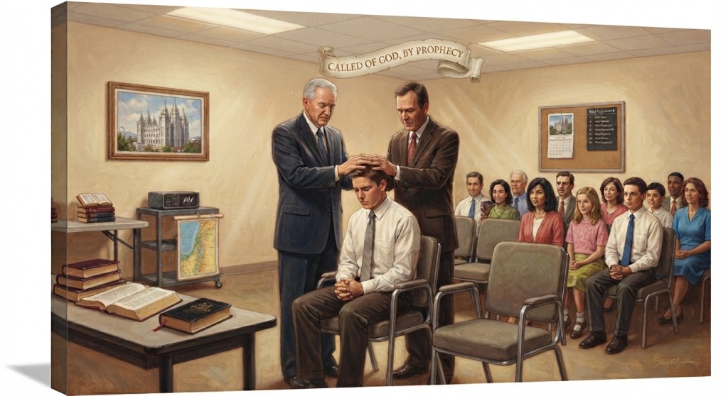 Young man being set apart to a calling